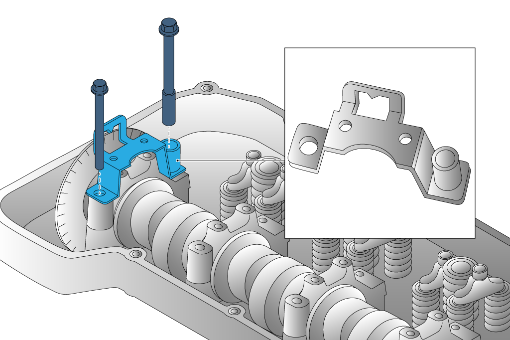 指標支持。引擎 D13K/DTi13。凸輪軸凸角偏差的測量, 50105065