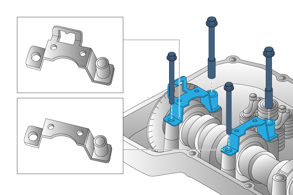 INDICATOR SUPPORT. ENGINE D11K/DTi11. MEASUREMENT OF CAMSHAFT LOBE DEVIATION, 50105070